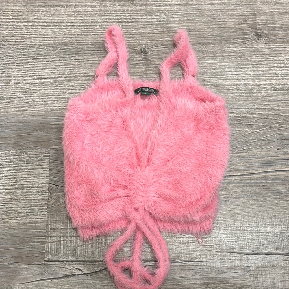 Wild Fable Women’s Fuzzy Pink Crop Top Size Extra Small